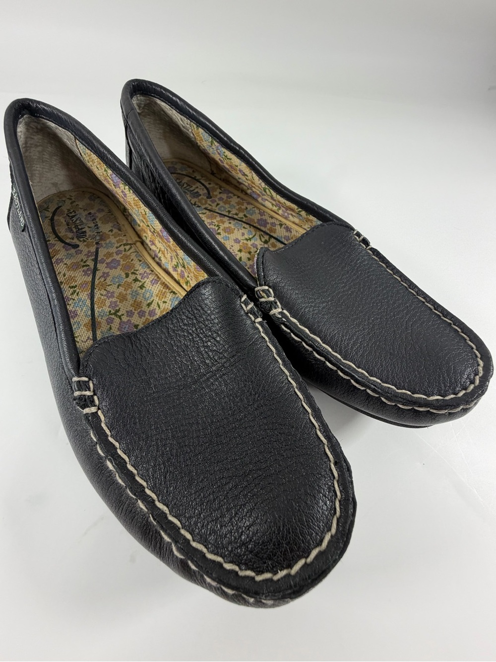 Eastland Daytona Black Leather Driving Loafers Comfort Moc Flats Women’s 7
